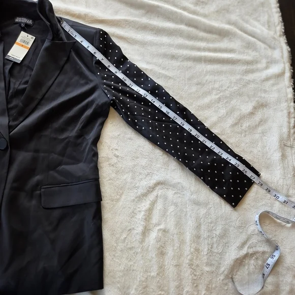 NWT Danielle Bernstein x Macy's Studded Sleeve Black Tuxedo Blazer Jacket Small - Picture 12 of 16